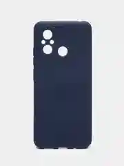 Синий чехол BROSCORP для Xiaomi Redmi 12С матовый силиконовый тонкий, бортик вокруг камер