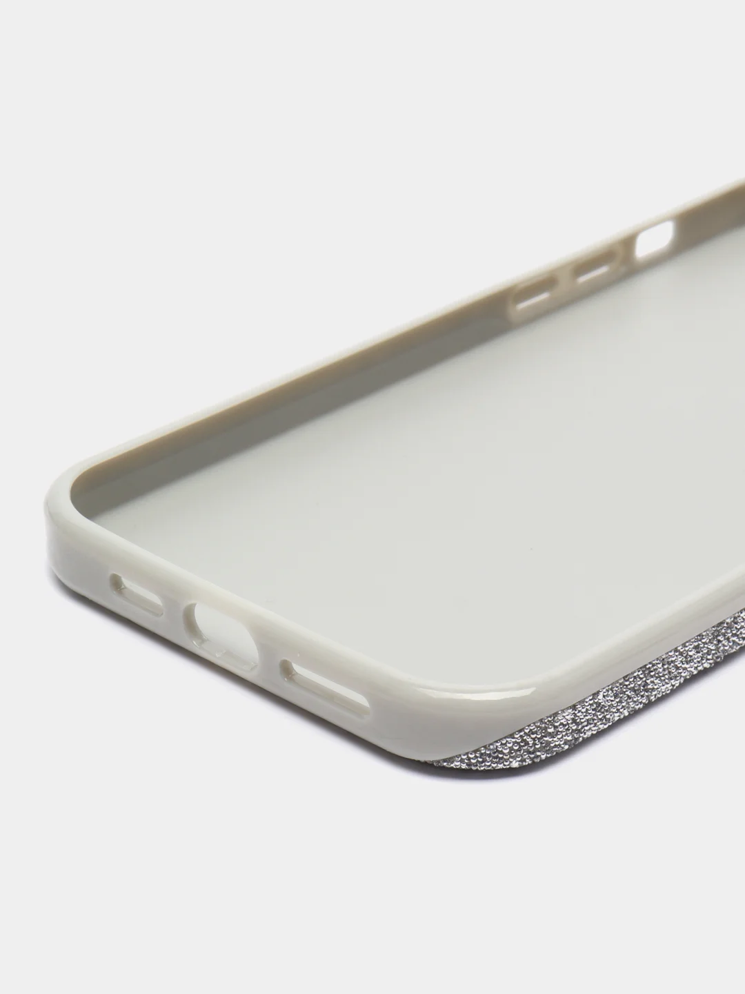 Серебряный блестящий чехол Broscorp на iPhone 14 Pro Max, со стразами и кристаллами