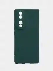 Тёмно-зелёный чехол BROSCORP для Honor 70, матовый, силиконовый, тонкий, бортик вокруг камер