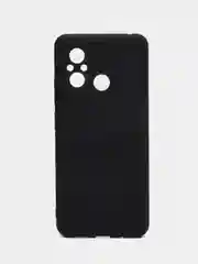 Черный чехол BROSCORP для Xiaomi Redmi 12С матовый силиконовый тонкий, бортик вокруг камер