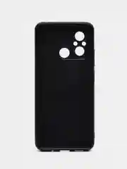 Черный чехол BROSCORP для Xiaomi Redmi 12С матовый силиконовый тонкий, бортик вокруг камер