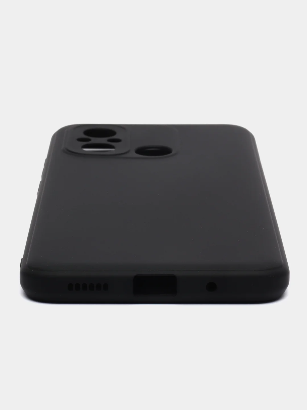 Черный чехол BROSCORP для Xiaomi Redmi 12С матовый силиконовый тонкий, бортик вокруг камер