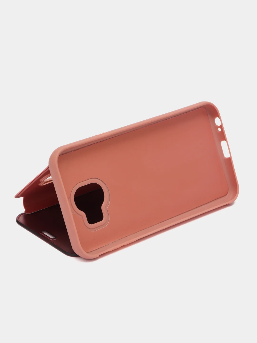 Коралловый чехол-книжка с прозрачным окном Samsung A6/A6 Plus/A8/A7/A9/J3/J4/J6/J8/A80/A81/A60/A91