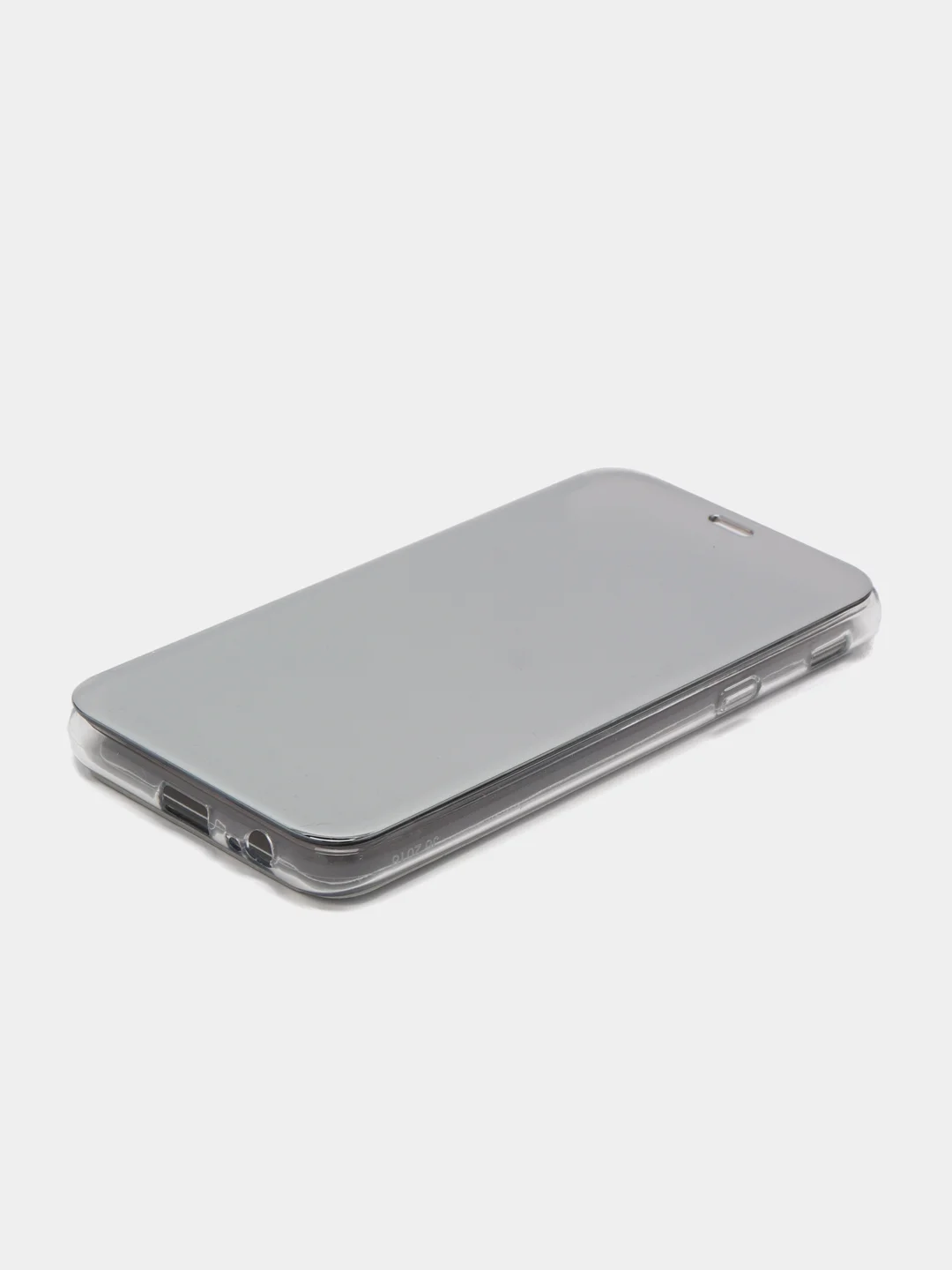 Серебряный чехол-книжка с прозрачным окном Samsung A6/A6 Plus/A8/A7/A9/J3/J4/J6/J8/A80/A81/A60/A91