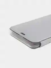 Серебряный чехол-книжка с прозрачным окном Samsung A6/A6 Plus/A8/A7/A9/J3/J4/J6/J8/A80/A81/A60/A91