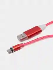 Красный кабель зарядный светящийся, USB-кабель, магнитный коннектор - MicroUSB, Type-C и Lightning