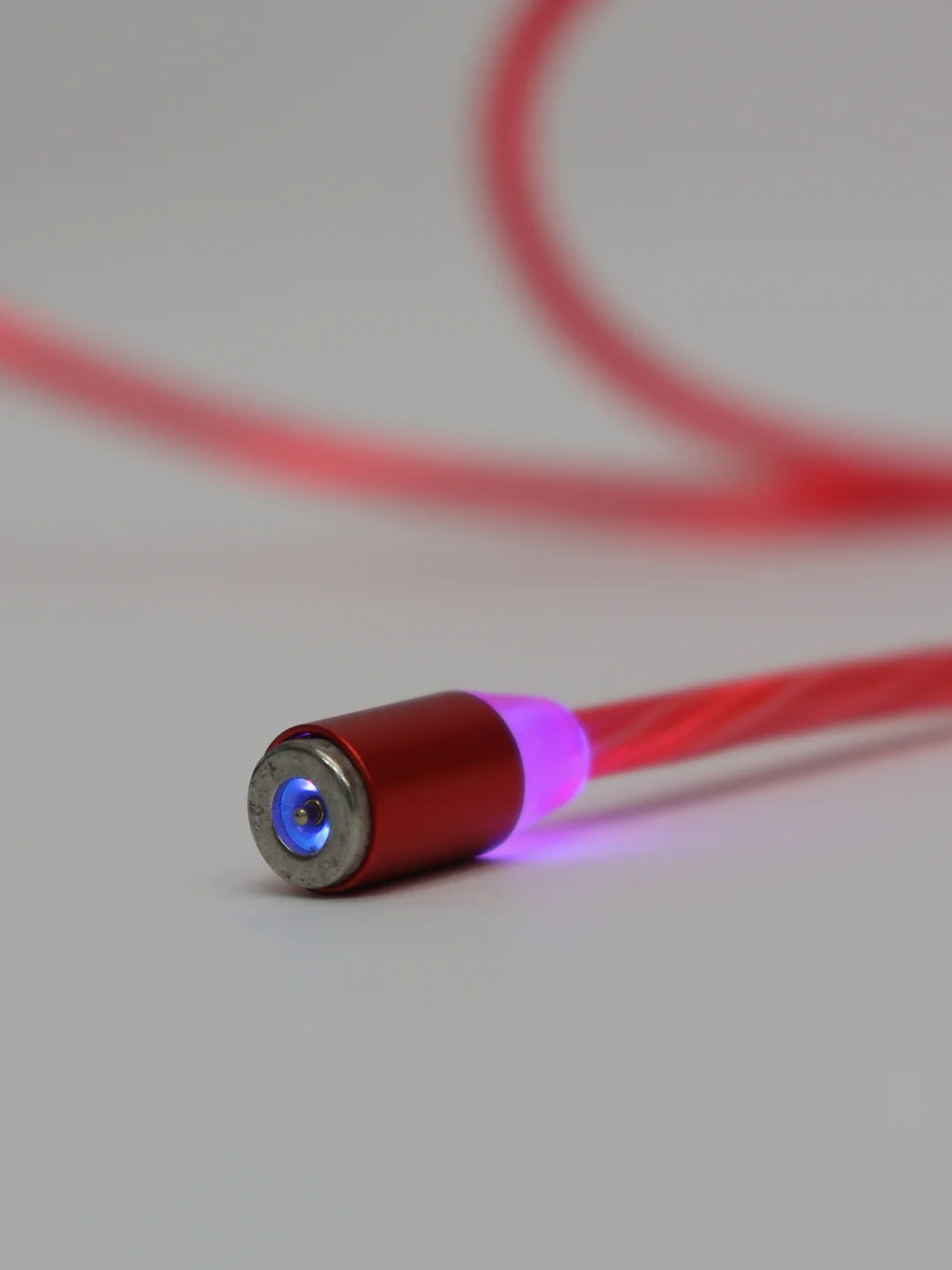 Красный кабель зарядный светящийся, USB-кабель, магнитный коннектор - MicroUSB, Type-C и Lightning