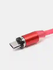 Красный кабель зарядный светящийся, USB-кабель, магнитный коннектор - MicroUSB, Type-C и Lightning