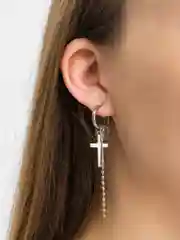 Серебряный серьги-кольца с подвесками, моносерьга, унисекс