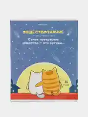 Тетрадь общая для школы Кот-энтузиаст 48 листов Обществознание, клетка Brauberg, 404557