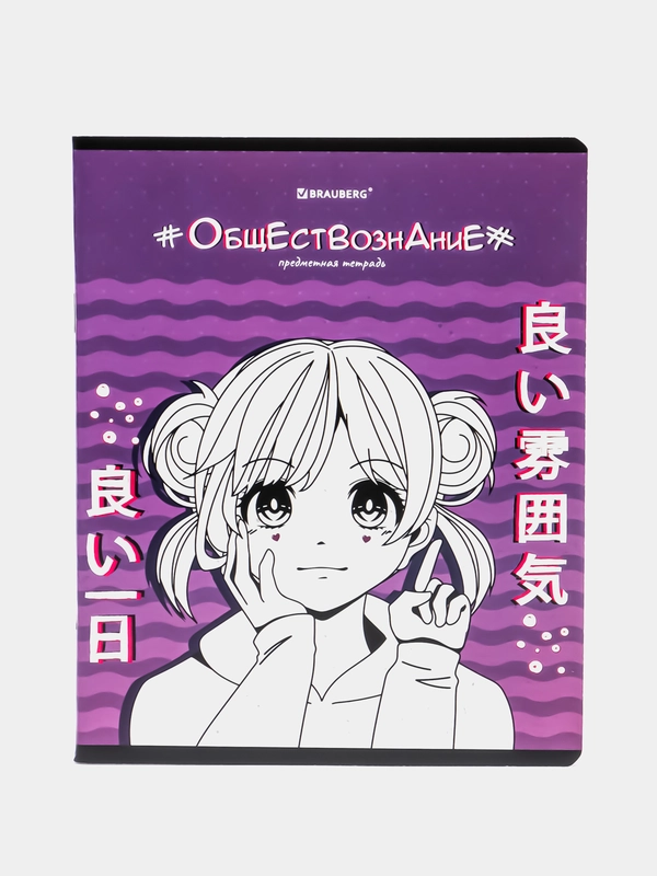 Тетрадь для школы, предметная, 48 листов, обществознание, Anime, клетка, Brauberg, 404533