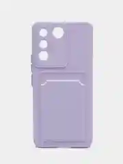 Сиреневый силиконовый чехол для Vivo V27E (Виво В27Е), с карманом для карт