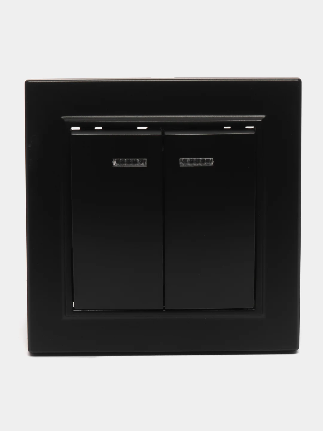 Выключатель 2-клавишный c индикатором, 250V, 10А, серия Эрна, PSW10-9002-03, черный