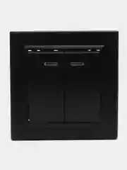 Выключатель 2-клавишный c индикатором, 250V, 10А, серия Эрна, PSW10-9002-03, черный