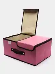 Розовый коробка-кофр КАРТОФАН складная, тканевая, для хранения вещей, ящик-органайзер с 2 отделениями