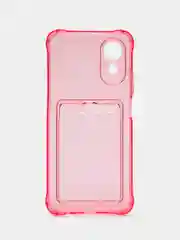 Розовый чехол для Oppo A17 / A17K, Оппо А17, А17К прозрачный, с карманом для карт