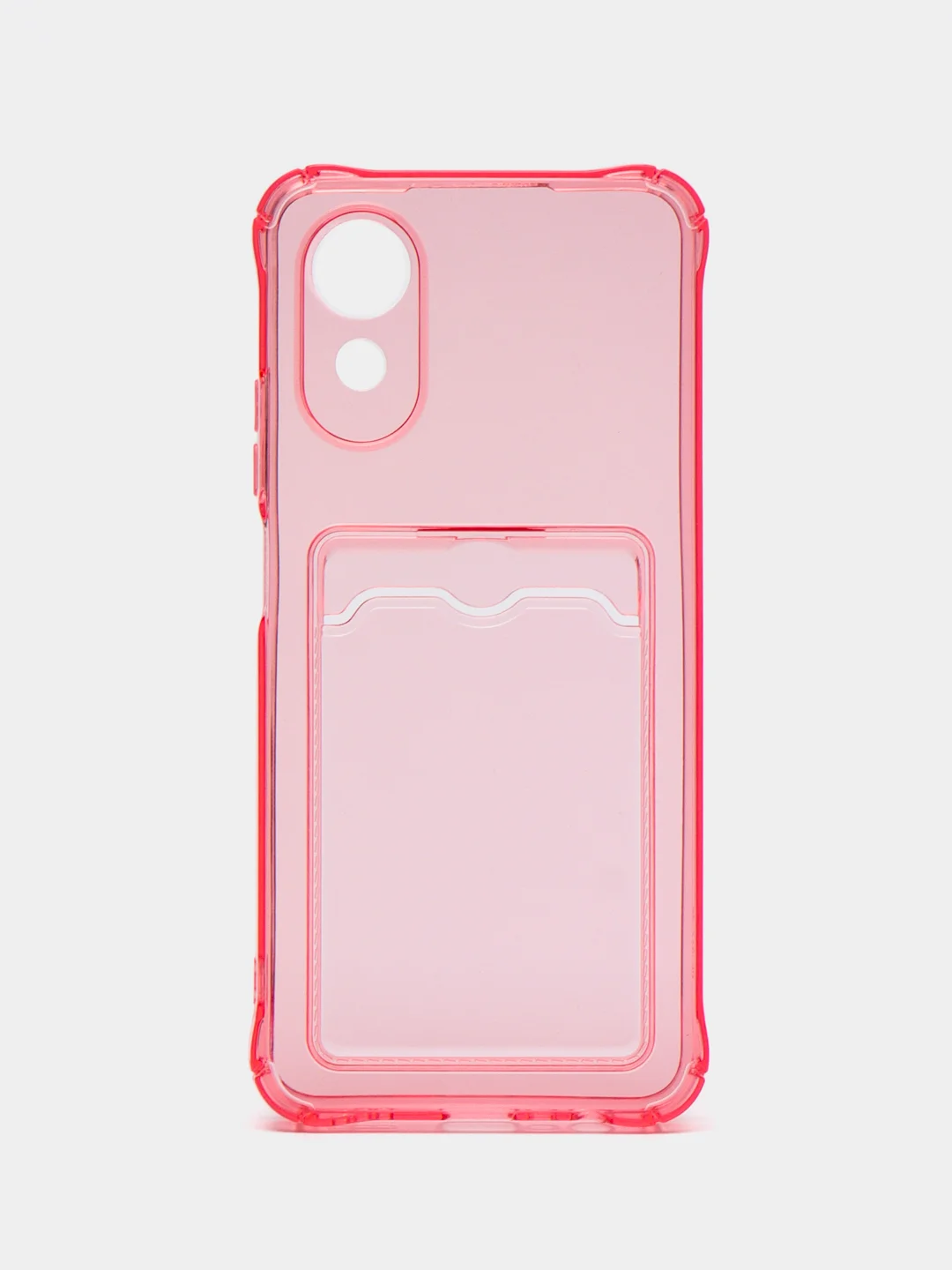 Розовый чехол для Oppo A17 / A17K, Оппо А17, А17К прозрачный, с карманом для карт