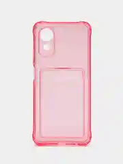 Розовый чехол для Oppo A17 / A17K, Оппо А17, А17К прозрачный, с карманом для карт