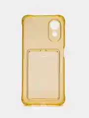 Золотой чехол для Oppo A17 / A17K, Оппо А17, А17К прозрачный, с карманом для карт