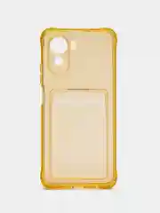 Золотой чехол для Oppo A17 / A17K, Оппо А17, А17К прозрачный, с карманом для карт