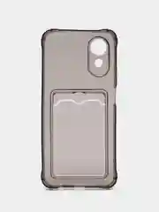 Серый чехол для Oppo A17 / A17K, Оппо А17, А17К прозрачный, с карманом для карт