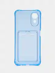 Синий чехол для Oppo A17 / A17K, Оппо А17, А17К прозрачный, с карманом для карт