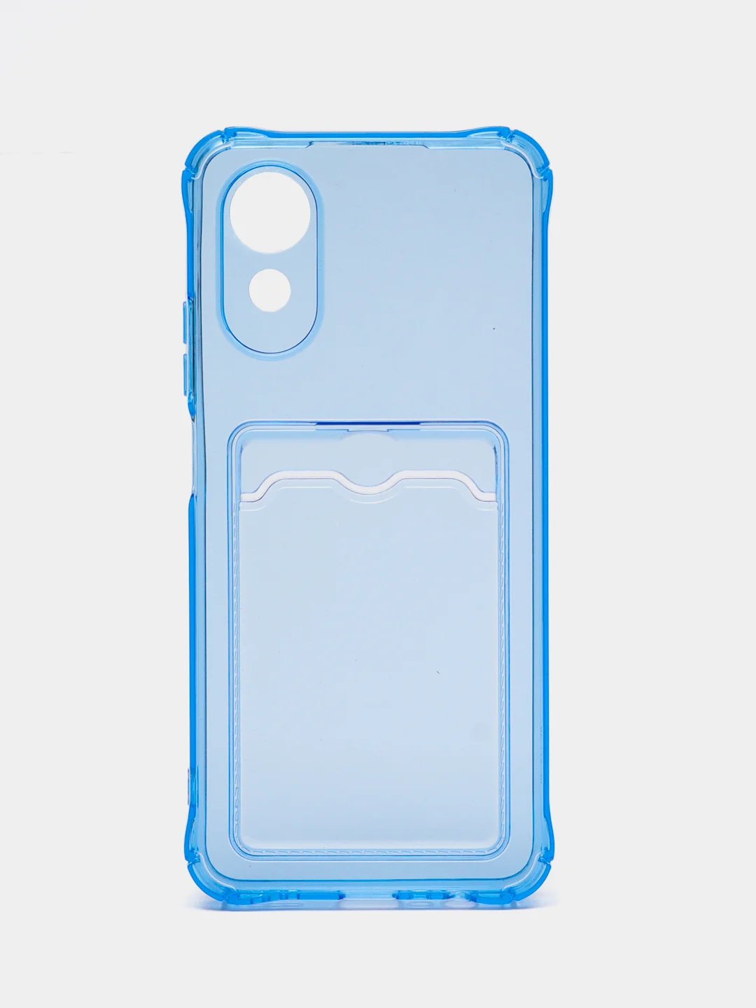 Синий чехол для Oppo A17 / A17K, Оппо А17, А17К прозрачный, с карманом для карт