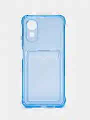 Синий чехол для Oppo A17 / A17K, Оппо А17, А17К прозрачный, с карманом для карт