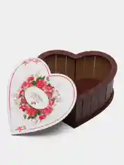 Белый шкатулка деревяная большая "Сердечко"