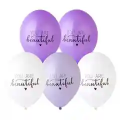 Воздушные шарики с рисунком комплимент "You Are Beautiful", набор 6 шт