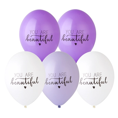 Воздушные шарики с рисунком комплимент "You Are Beautiful", набор 6 шт