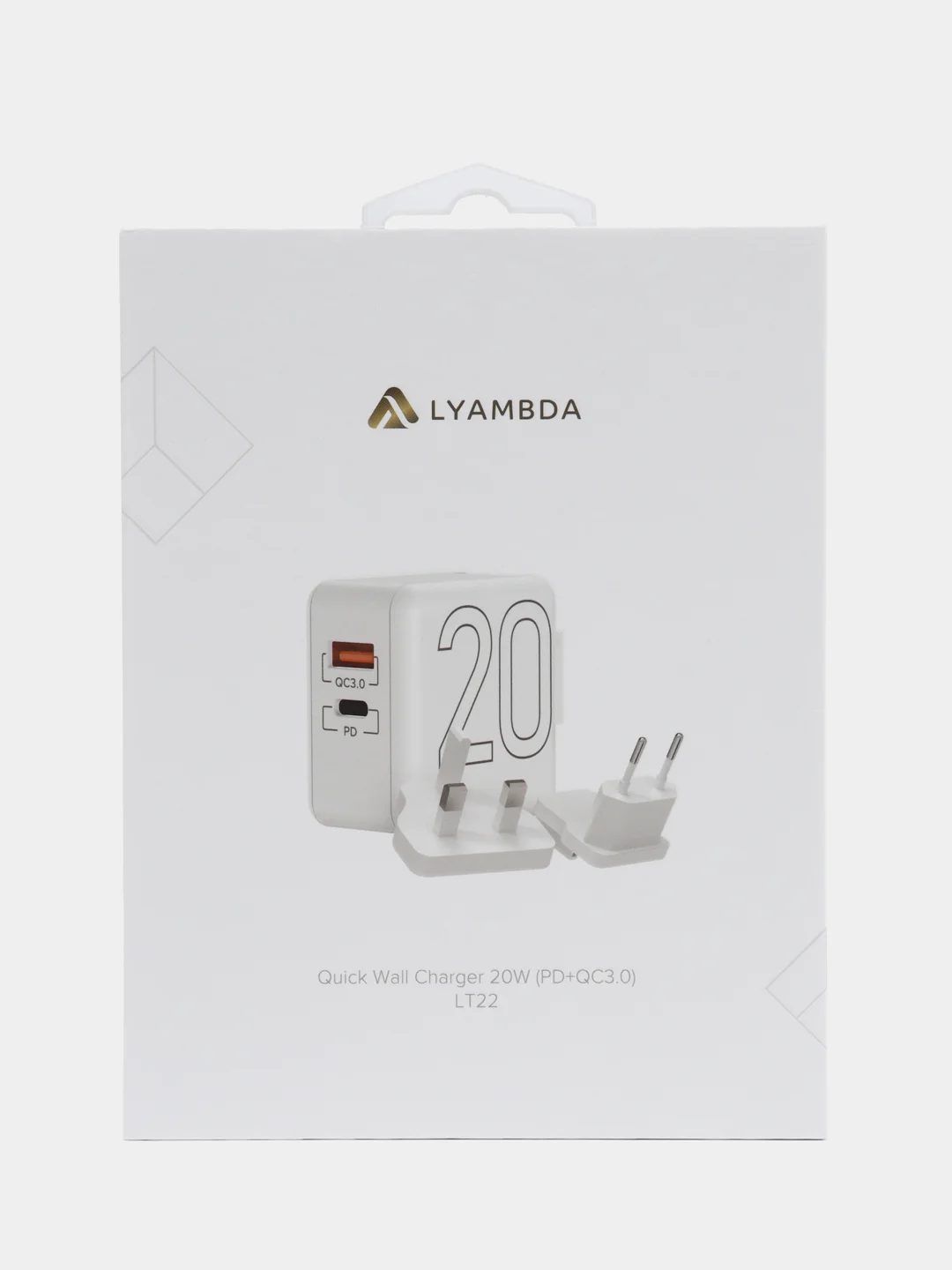 Сетевое зарядное устройство Lyambda 20W,  c 2-мя выходами PD+QC3.0, LT220