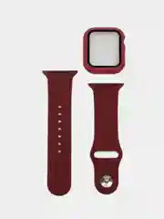 Бордовый бампер с защитным стеклом и ремешком для Apple Watch 38/40/41/42/44/45/49