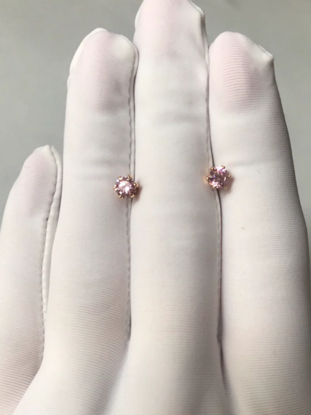 Розовый классические серьги-гвоздики с цирконием Xuping