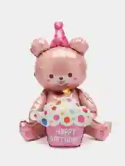 Розовый воздушный шар Мишка с сердцем, Тройное сердце на День рождения, свадьбу