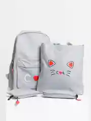 Школьный рюкзак Cat c ушками, 4 в 1 : рюкзак, сумка-шоппер, пенал, кошелек