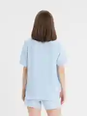 Голубой летний женский костюм