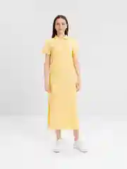 Лимонный платье-поло удлиненное, летнее