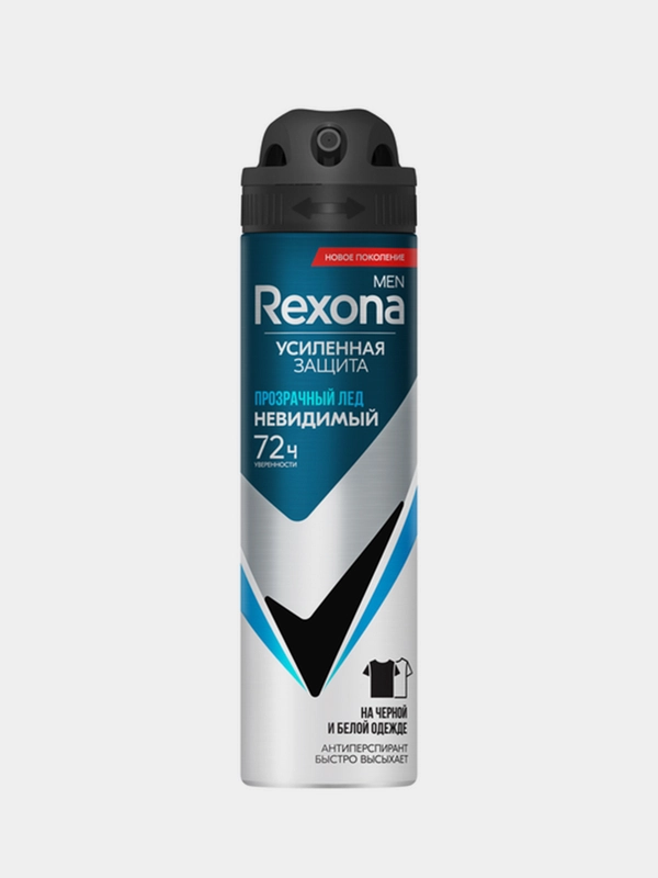 Антиперспирант-аэрозоль Rexona "Прозрачный лед", невидимый, мужской, 150 мл