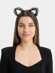 Черный ободок для волос с кошачьими ушками