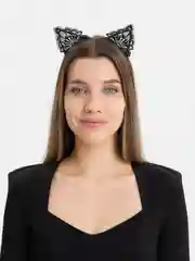 Угольный ободок для волос с кошачьими ушками
