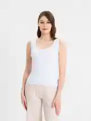 Белый майка базовая женская, в рубчик