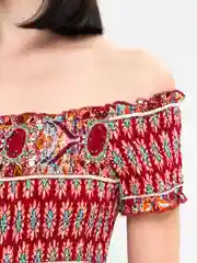 Бордовый летнее женское платье-сарафан с открытыми плечами