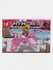 Тёмно-розовый конструктор майнкрафт, дом на дереве, деревня Minecraft, дракон, остров сокровищ, крепость