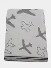 Серебряный полотенце банное, пляжное, лицевое, хлопковое, стеганное "Самолеты и звезды", 69 х 133 и 50 х 89