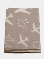 Шоколадный полотенце банное, пляжное, лицевое, хлопковое, стеганное "Самолеты и звезды", 69 х 133 и 50 х 89