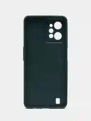 Тёмно-зелёный чехол Realme C31 / Реалми С31, силиконовый, под кожу, с кольцом