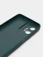 Тёмно-зелёный чехол Realme C31 / Реалми С31, силиконовый, под кожу, с кольцом
