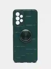 Тёмно-зелёный чехол Samsung Galaxy A23 / Самсунг Галакси А23, силиконовый, под кожу, с кольцом