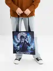 Шоппер с принтом "Уэнсдей", Wednesday из плотной ткани, эко-сумка, шоппер черный